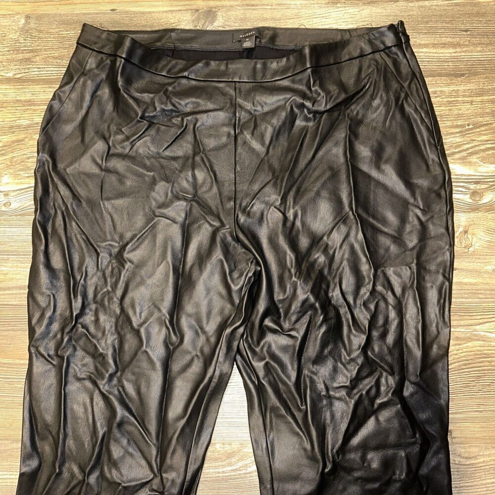 Halogen Vegan Leather Pants Womens 16 Black Cropped Boot Cut Mid Rise. Flaw. 12